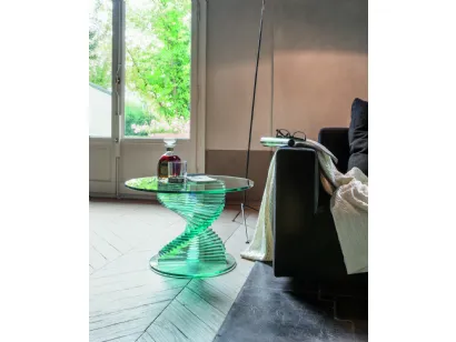 Tavolino in vetro con base a spirale Ariel di Tonin Casa
