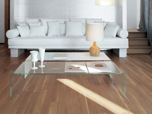 Tavolino Bridge in vetro curvato trasparente o laccato di Sovet