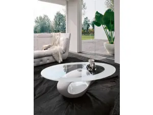 Tavolino di design con top in vetro e base in agglomerato di marmo bianco Dubai di Tonin Casa