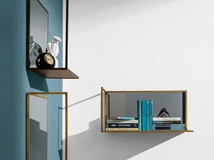 Mensole Helia in vetro specchio fumé con profilo in metallo di Sovet