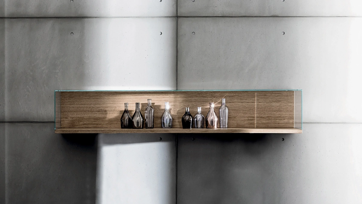 Mensole Nest Wall in legno con copertura in vetro di Sovet