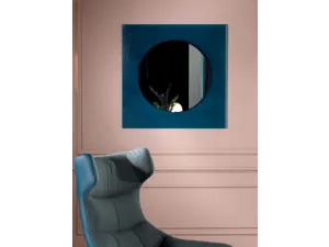 Specchio quadrato Otello con cornice in vetro cannettato con righe oblique in rilievo di Tonin Casa