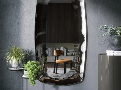 Specchio Eos con cornice in vetro fuso di Tonin Casa