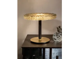 Lampada da tavolo Macrabè in vetro e legno di rovere massello con base in metallo di Tonin Casa