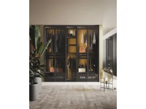 Armadio Ante Battenti 02 in vetro grigio trasparente e laccato metalgray di Morassutti