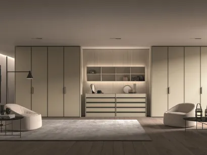 Cabina Armadio in melaminico con ante rivestite in ecopelle di Erba