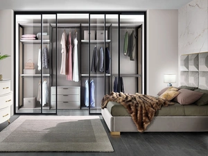 Cabina Armadio Evolution in laccato con fianchi in vetro di Mobil Più