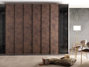 Armadio Evolution in legno effetto pelle e vetro effetto marmo di Mobil Più