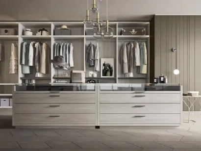 Cabina armadio di design Isola First in legno e vetro trasparente di Ballancin