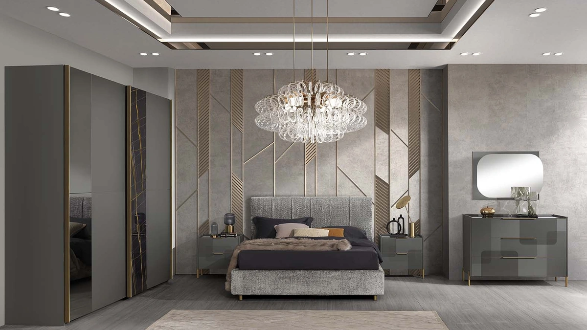 Armadio Stella Luxury con inserti in vetro effetto marmo di Mobil Piu