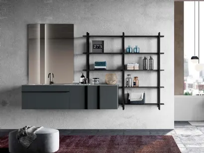 Mobile da Bagno Sidéro 07 in laccato opaco grigio antracite di Birex