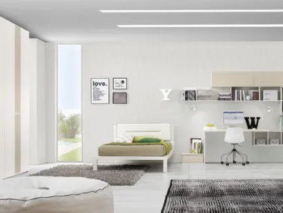 Cameretta componibile in laccato e melaminico con scrivania Idea 106 di Corazzin
