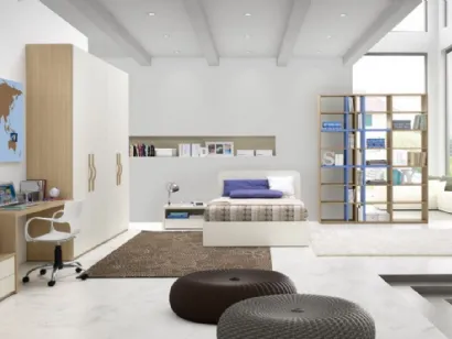 Cameretta per ragazzi in laccato e melaminico con letto contenitore Idea 107 di Corazzin