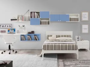 Cameretta in laccato opaco con scrivania sospesa Idea 108 di Corazzin