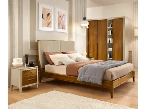 Letto Armonia in legno con testiera in pelle di Le Fablier