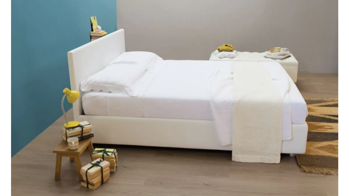 Letto matrimoniale in tessuto con box contenitore Ononide di Art Salotti