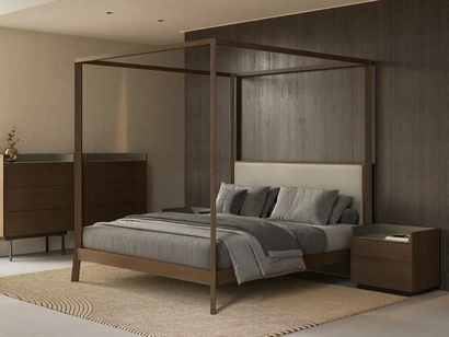 Letto in legno con testiera imbottita Breda with Canopy di Punt Mobles