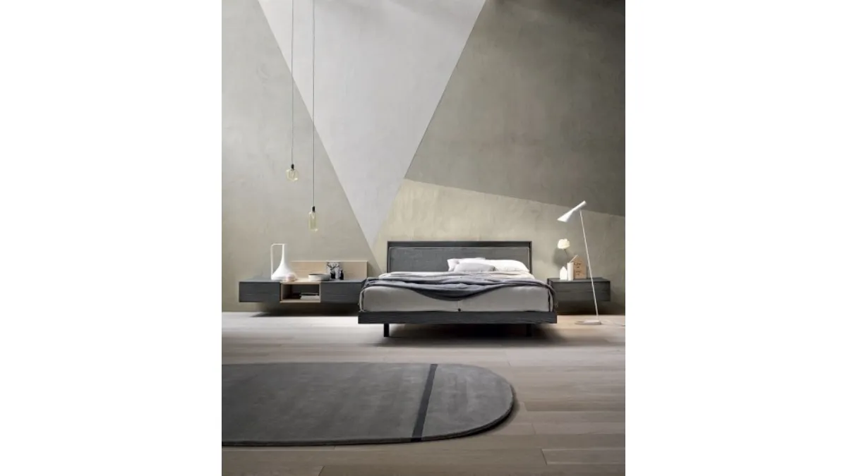 Letto moderno Cronos in tessuto e legno di Ballancin