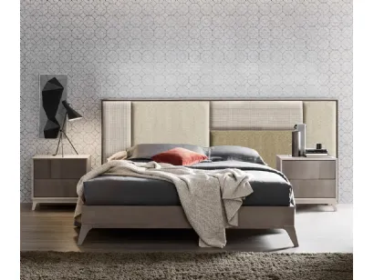 Letto Cumino con testiera patchwork in tessuto di Le Fablier