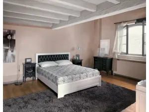 Letto in legno con testiera in pelle trapuntata Desiree di Tonin Casa