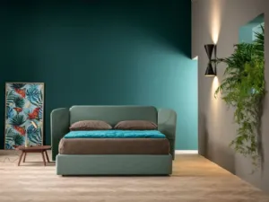 Letto con testiera e box contenitore Flap di Ennerev