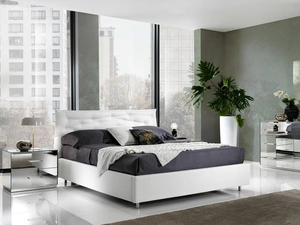 Letto Fantasy Luxury imbottito rivestito in Pelle Bianca di Mobil Piu