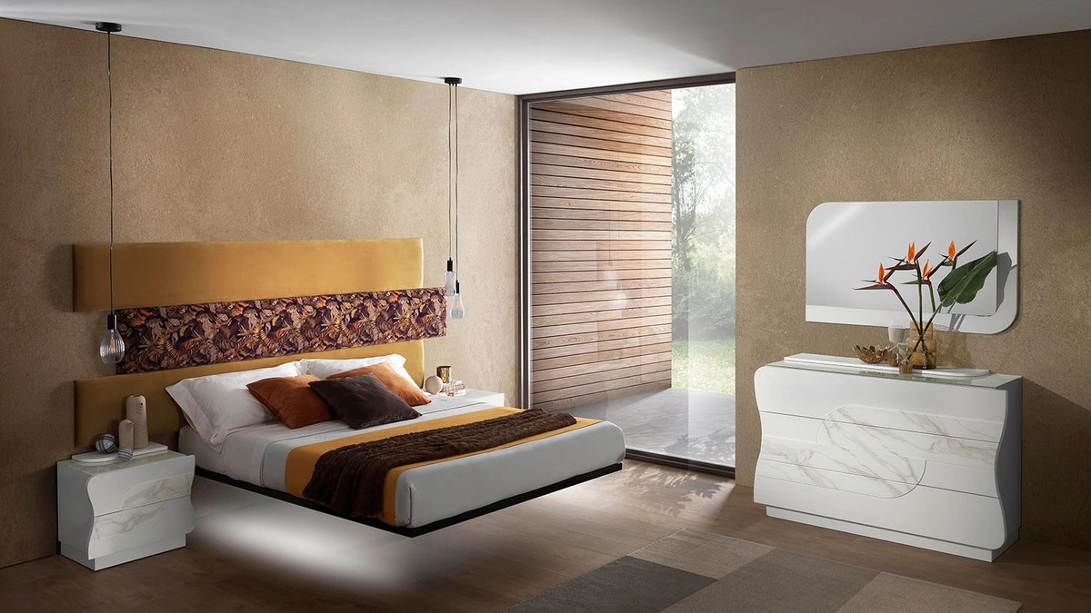 Letto sospeso Gaia 02 con testiera imbottita di Mobil Più