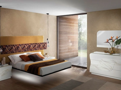 Letto sospeso Gaia 02 con testiera imbottita di Mobil Più