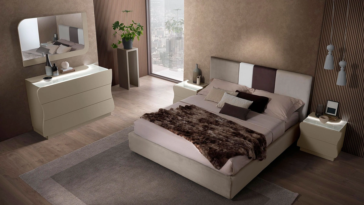 Letto Gaia 01 in tessuto imbottito di Mobil Più