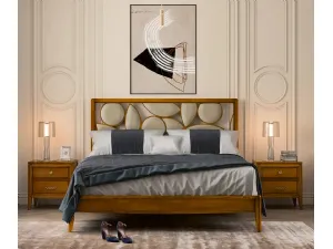 Letto Incanto in legno con testiera in pelle di Le Fablier