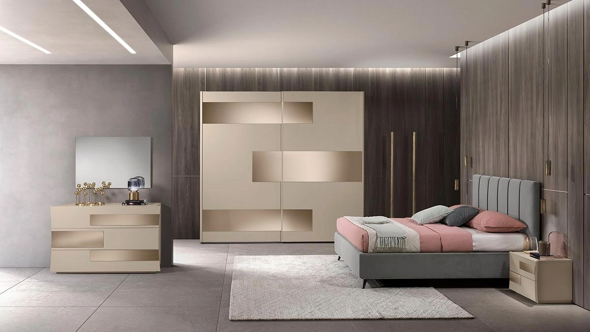 Letto in tessuto imbottito Linda 01 di Mobil Più