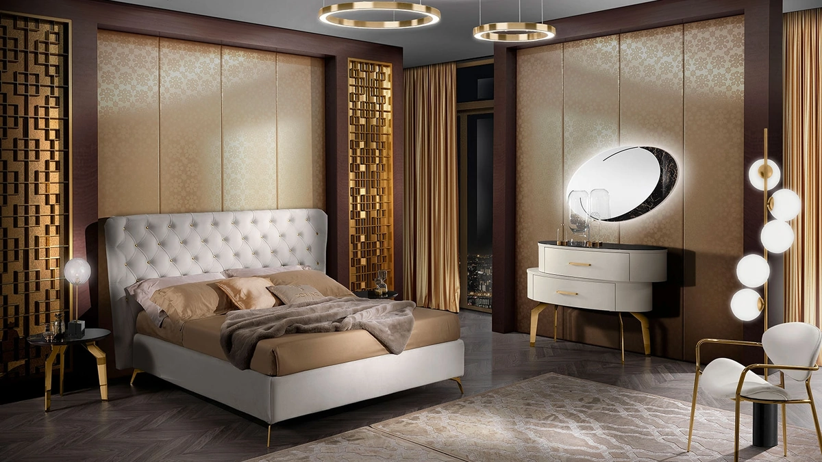 Letto in tessuto con testiera capitonné Movida Luxury di Mobil Più