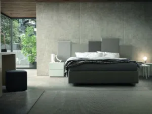 Letto matrimoniale in legno Sommier con Boiserie imbottita di Morassutti
