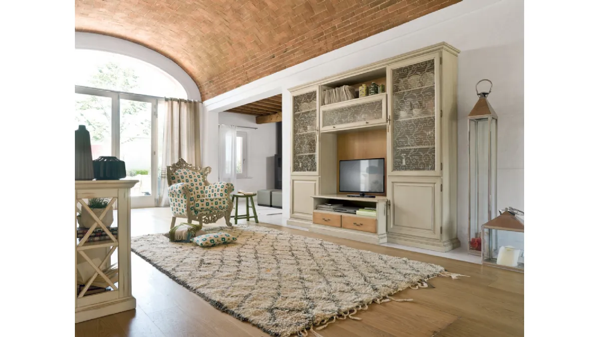 Libreria a muro in legno con ante in vetro serigrafato Giulietta di Tonin Casa