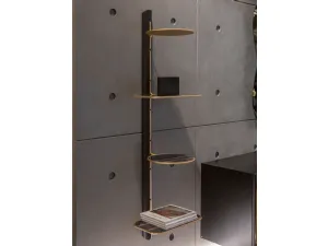 Libreria sospesa di design in legno con ripiani in grès porcellanato Icon di Tonin Casa