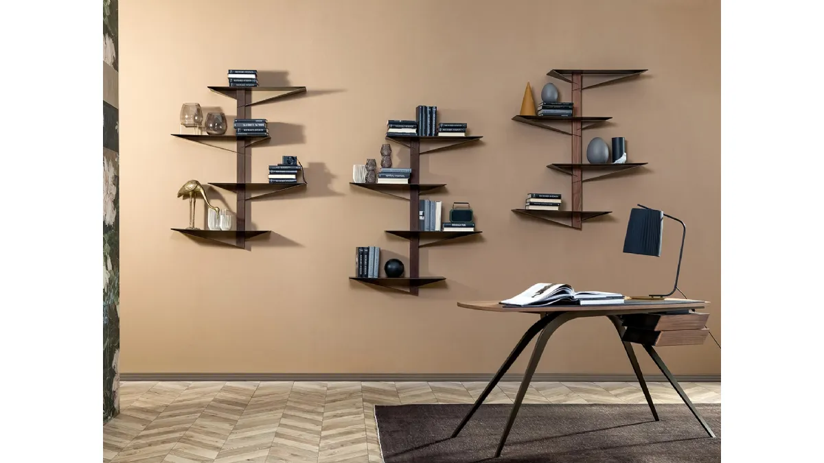 Libreria sospesa Albatros in metallo e legno di Tonin Casa