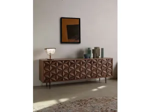 Madia All Star con petali in legno massello applicati a mano che ricoprono le ante dalle basi specchiate di Tonin Casa
