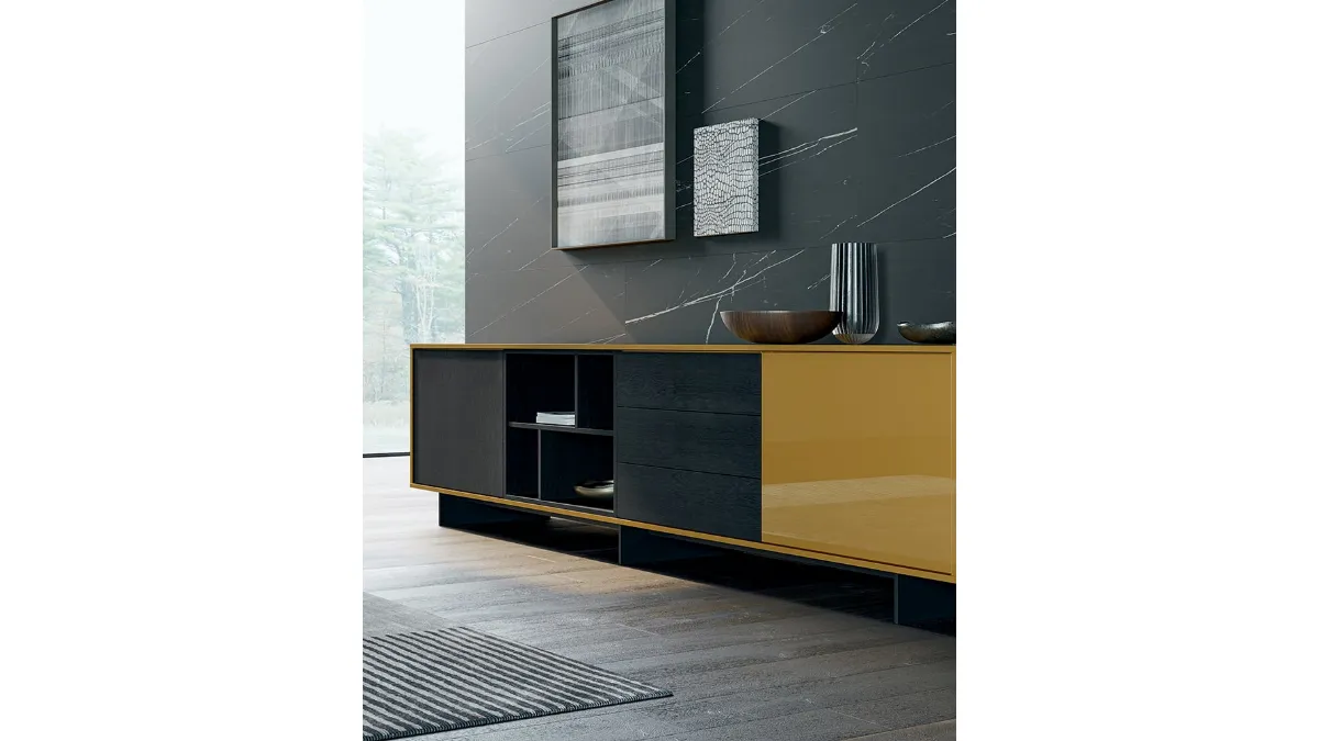 Madia componibile Code in laccato lucido e legno di Dall'Agnese