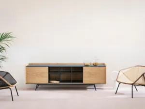 Madia Edge in legno di Rovere e laccato opaco di Miniforms