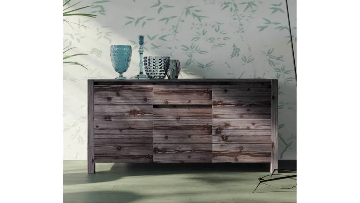 Madia bassa Londra Art 1102 in legno laccato gessato chiaro di Fratelli Mirandola