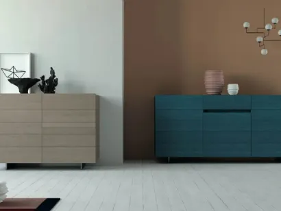 Madia Dallas Art 1101pa e Art 1102pa in legno di abete laccato sabbia e blu petrolio di Fratelli Mirandola