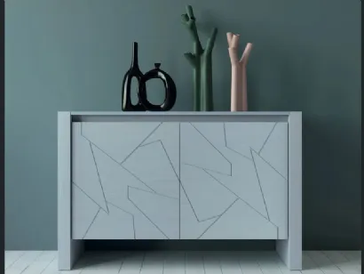Madia Diagona Art 1751 con ante intagliate in legno laccato grigio di Fratelli Mirandola
