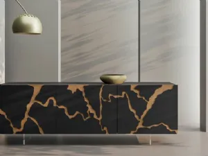 Madia Elettra in legno con decoro in foglia bronzo di Fratelli Mirandola