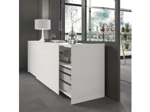 Madia con ante scorrevoli Madia Live 04 SIMPLY BEAUTY in laccato bianco gesso opaco di Morassutti