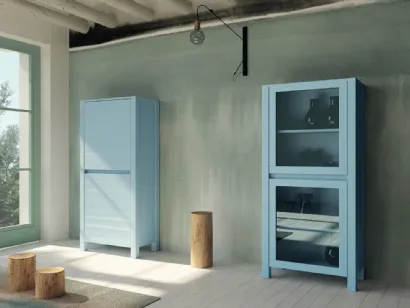 Madia alta Londra Art 1107 e Art 1108 in legno laccato azzurro di Fratelli Mirandola