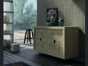 Madia Mastra Art 1771px in legno intagliato laccato verde oliva di Fratelli Mirandola