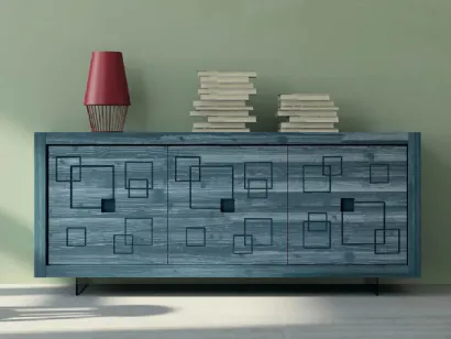 Madia Mastra Art 1772px in legno intagliato laccato blu petrolio patinato di Fratelli Mirandola