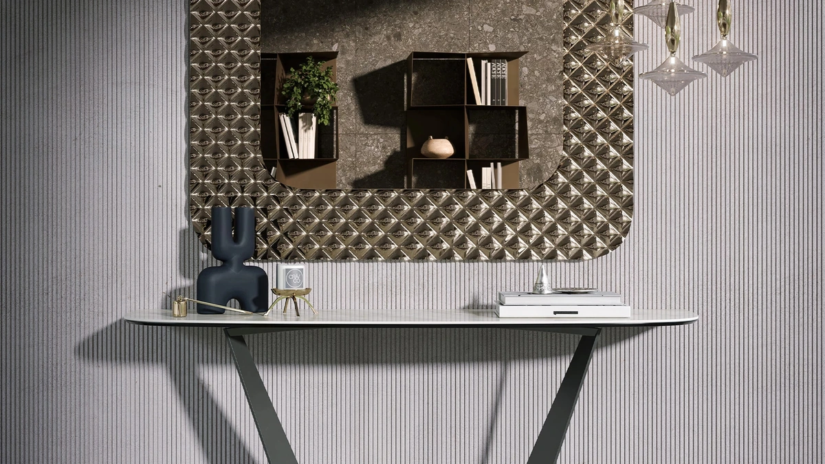 Mobile ingresso Consolle Reverse con top in gres porcellanato di Tonin Casa