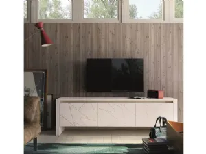 Porta tv Diagona in legno massello di abete laccato a tre ante di Fratelli Mirandola