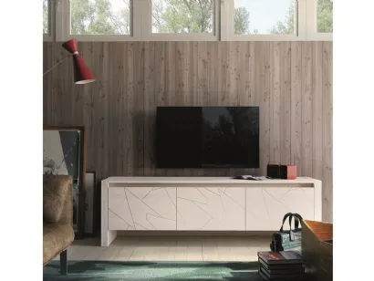 Porta tv Diagona in legno massello di abete laccato a tre ante di Fratelli Mirandola